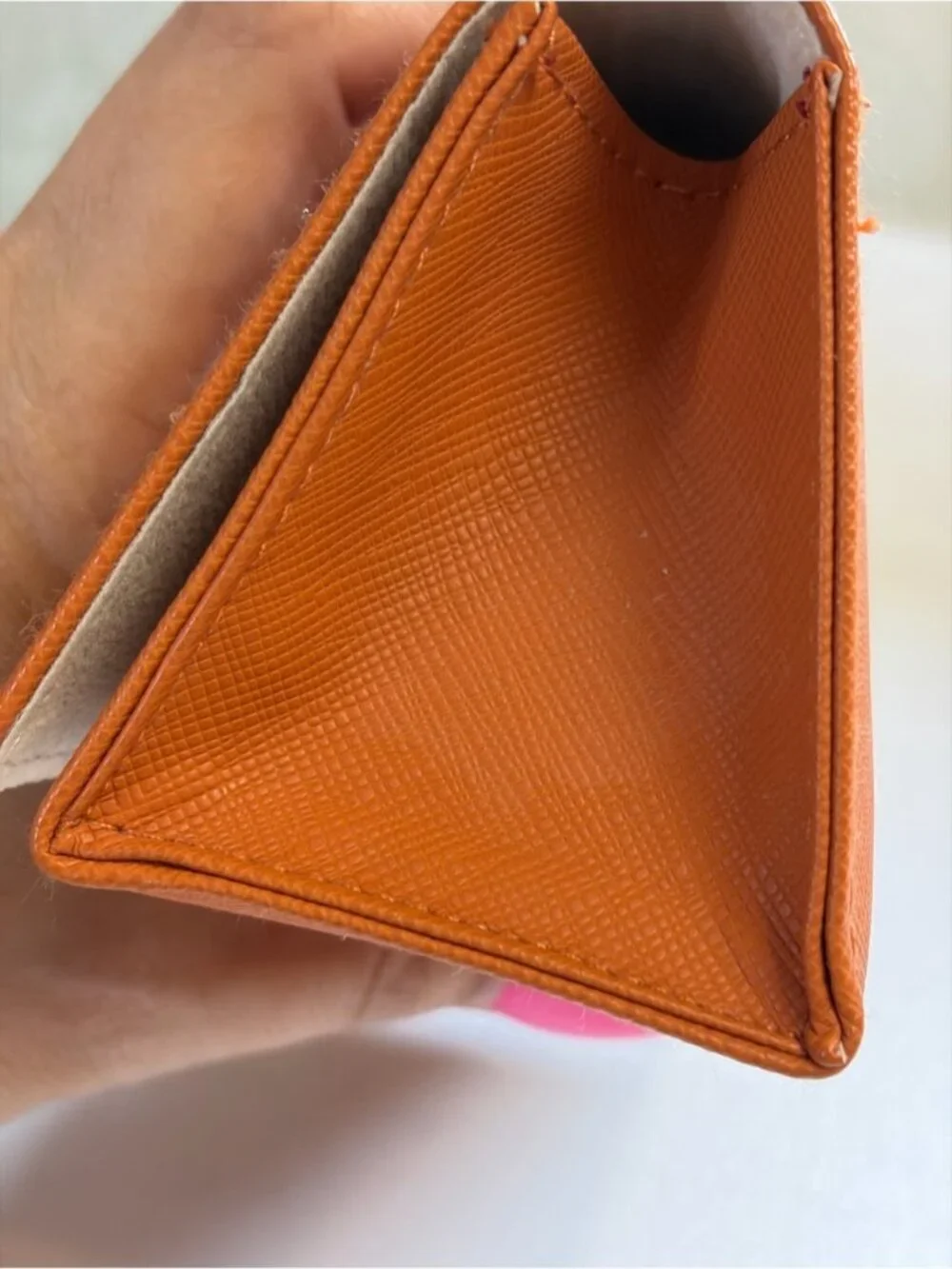 Tory Burch Eyeglasses Sunglasses Case Faux Leather Textured Orange Soft Medium